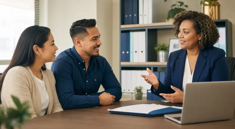 Tax advisor explaining tax options during a client consultation