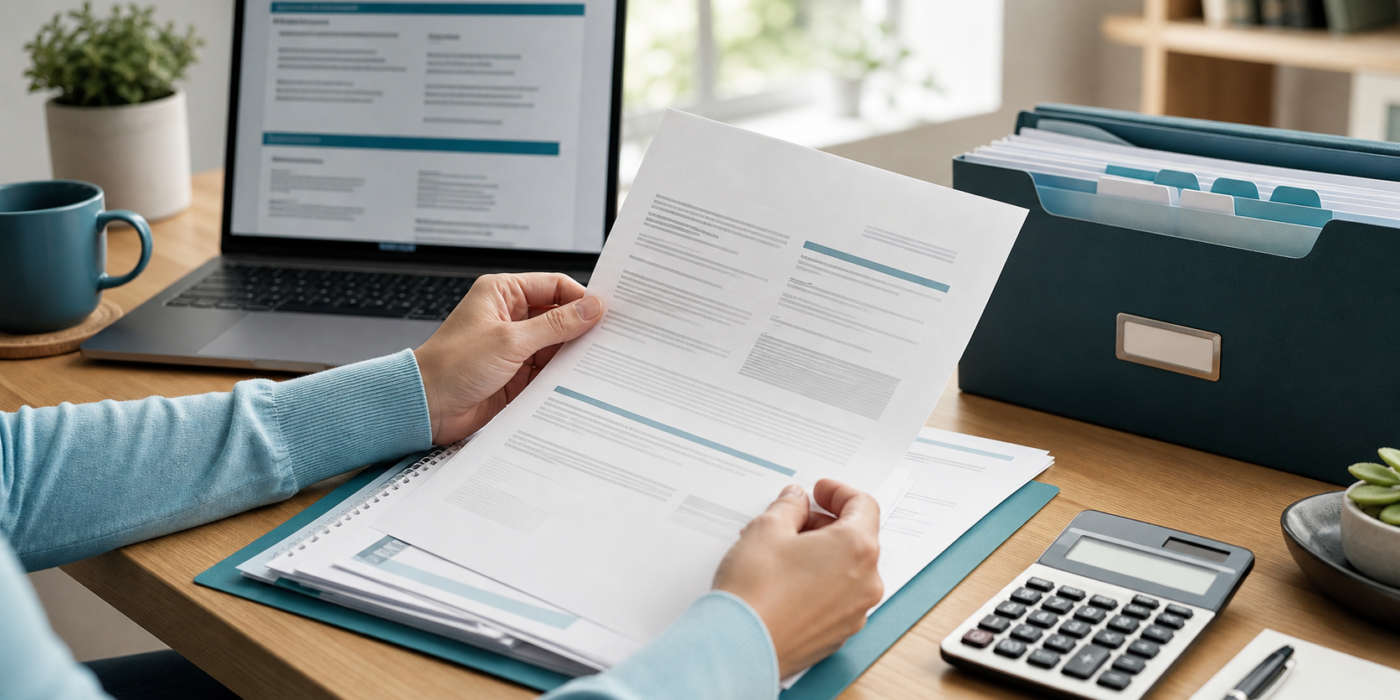 Taxpayer organizing documents while reviewing a tax notice